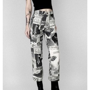 Backbite Sci-fi News Print pants
